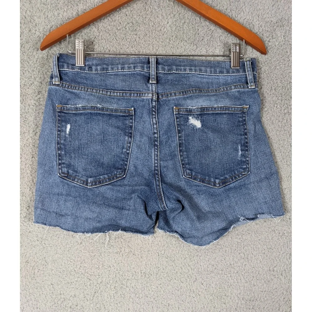 GAP Denim Short Womens 27 Blue Medium Wash Stretch Pockets Distressed Frayed Hem